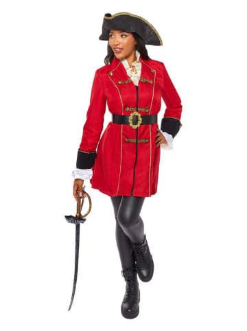 3-częściowy kostium "Pirate captain" w kolorze czerwonym