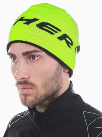 Beanie in Schwarz/ Neongrün