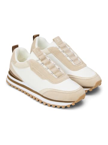 Leder-Sneakers in Beige/ Creme