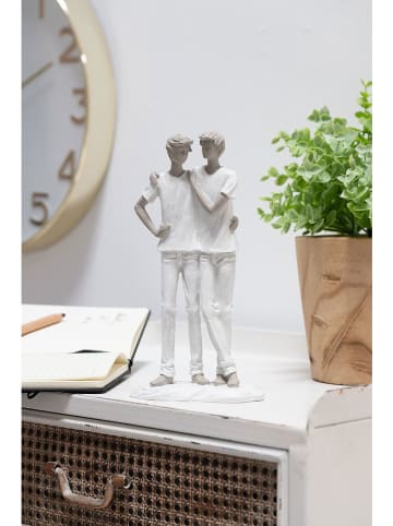 Figurka dekoracyjna w kolorze biało-szarobrązowym - 13,5 x 26 cm