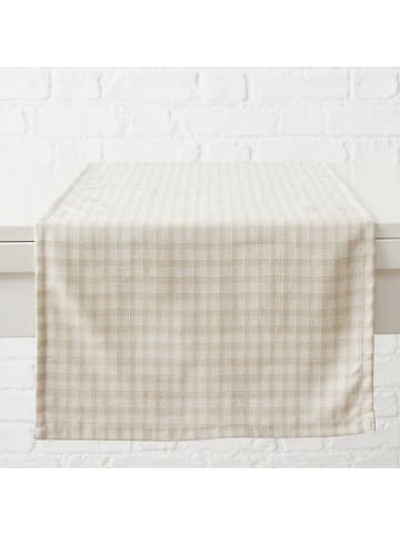 Tischläufer "Checks" in Beige - (L)140 x (B)40 cm
