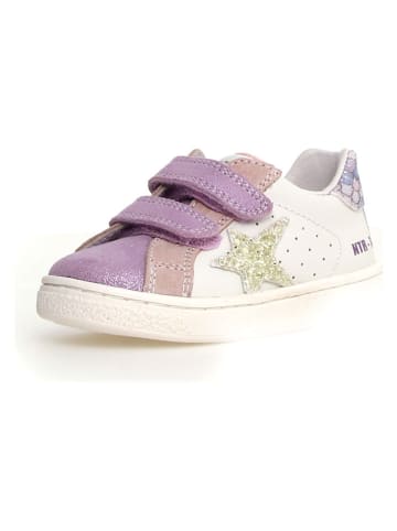 Leren sneakers "Pinn" wit/paars