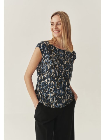 Blouse donkerblauw/beige