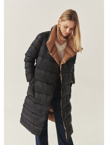 Omkeerbare wintermantel zwart/camel