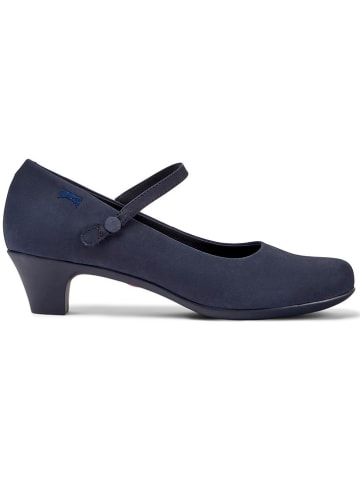Leder-Spangenpumps in Dunkelblau
