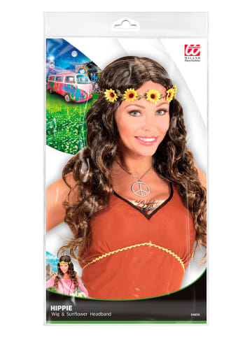 Pruik bruin/geel