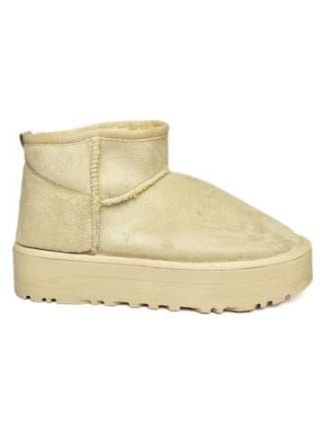 Leren winterboots crème