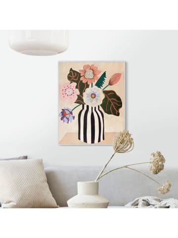 Gerahmter Kunstdruck "Black White Striped Vase"