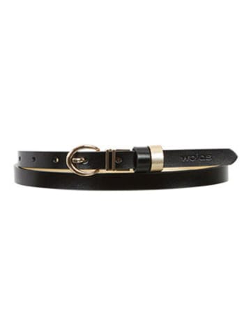 Leder-Gürtel in Schwarz/ Creme