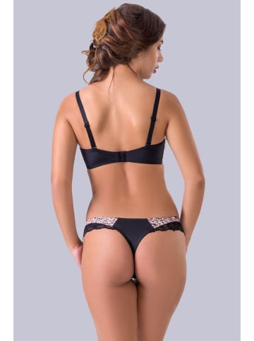 Biustonosz push-up "Dolora" w kolorze czarno-jasnoróżowym