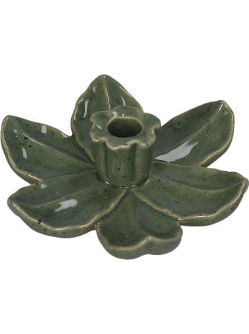 Świecznik "Flower" w kolorze zielonym - wys. 4,5 x Ø 17 cm