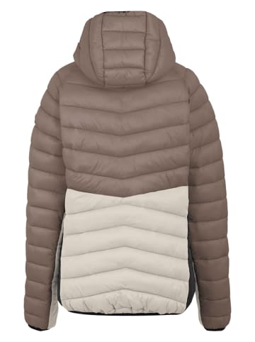 Doorgestikte jas "Dalent" taupe/crème