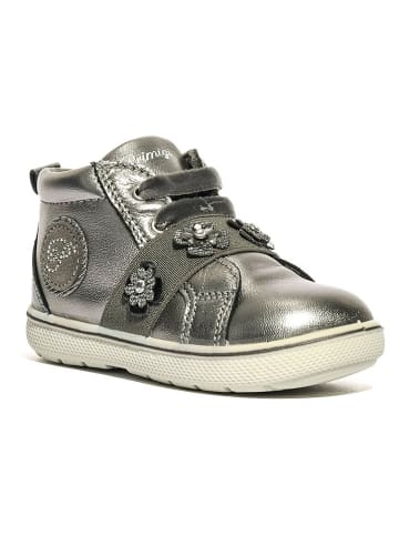 Leren sneakers zilverkleurig