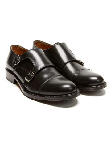 Leder-Halbschuhe in Schwarz