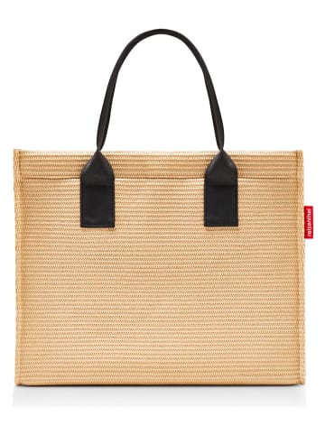 Shopper bag w kolorze beżowo-czarnym - 42 x 35 x 17 cm