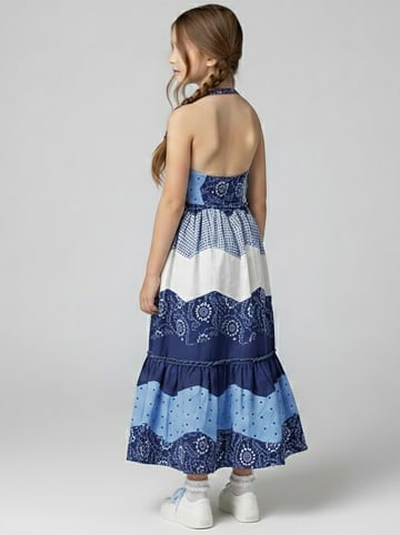 Jurk blauw/wit