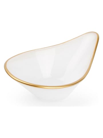 Miska dekoracyjna "Glint" w kolorze biało-złotym - wys. 5 x Ø 12 cm