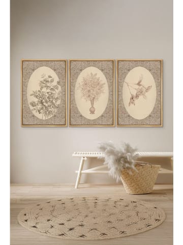 3er-Set: Gerahmte Kunstdrucke - (B)50 x (H)70 cm