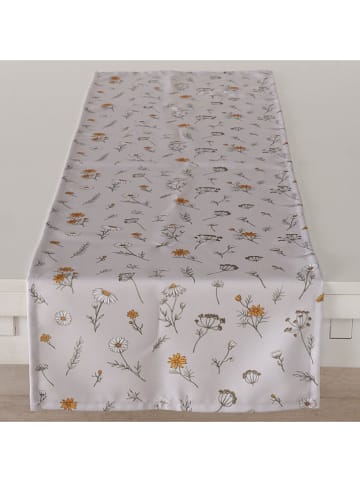 Tafelloper "Meadow" wit/geel - (L)140 x (B)40 cm