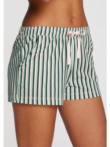 Pyjama-Shorts in Grün/ Weiß