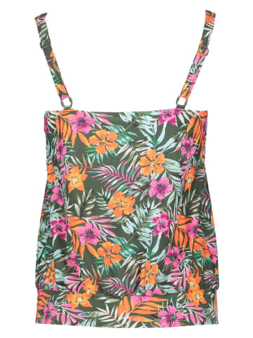 Koszulka tankini w kolorze oliwkowo-pomarańczowo-różowym