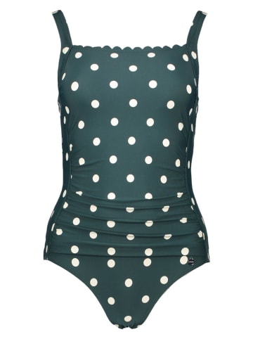 Badeanzug in Grün/ Creme