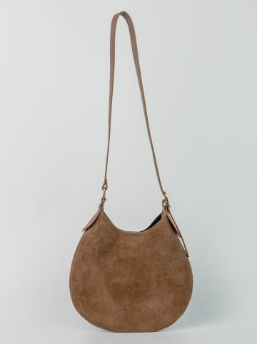 Leder-Schultertasche "Mika" in Taupe - (B)26 x (H)21 x (T)2 cm