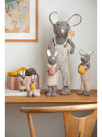 Figurka dekoracyjna "Bunny" w kolorze szaro-beżowym - dł. 27 cm