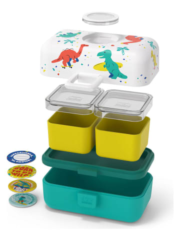 Lunchbox "Dino" turquoise/meerkleurig - 800 ml