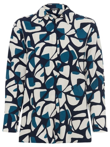 Blouse donkerblauw/zwart/wit