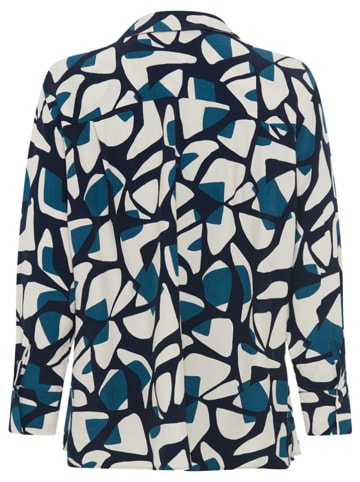 Blouse donkerblauw/zwart/wit