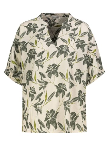 Blouse zandkleurig/donkergroen