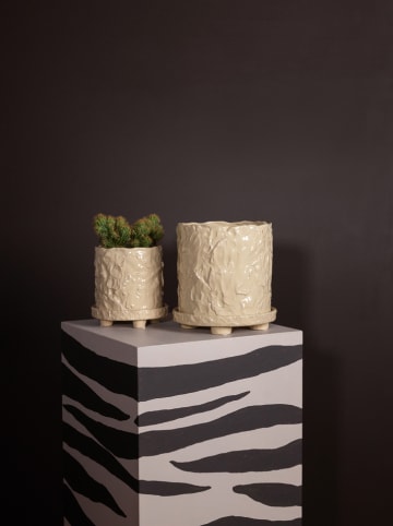 Doniczka "Muddy" w kolorze beżowym - wys. 23,5 x Ø 23 cm