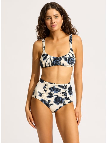 Bikinitop crème/blauw/zwart