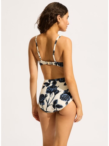 Bikinitop crème/blauw/zwart