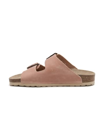 Leder-Pantoletten in Rosa