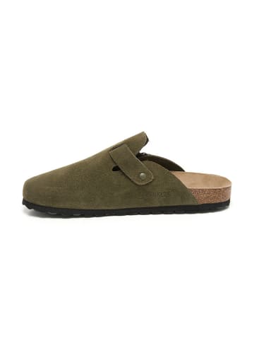 Leren clogs groen