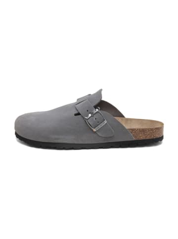 Leder-Clogs in Grau