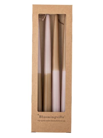 4-delige set: staafkaarsen ''Burma'' lichtroze/lichtbruin - 4x 75 g