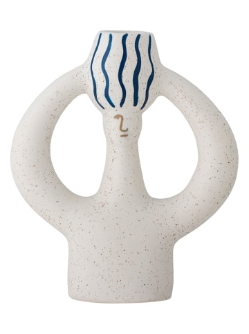 Świecznik "Hatty" w kolorze biało-niebieskim - 14 x 17 x 6 cm