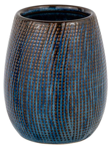 Zahnputzbecher ''Ronta'' in Blau/ Braun - (H)11 x Ø 9 cm