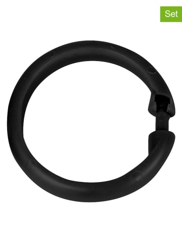 16er-Set: Duschvorhangringe in Schwarz - Ø 6 cm