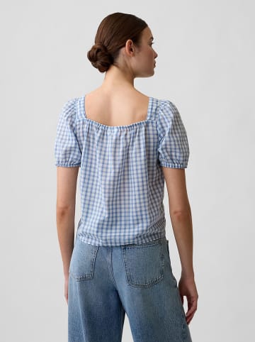 Bluse in Hellblau/ Weiß