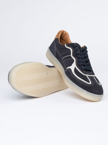 Leder-Sneakers in Dunkelblau