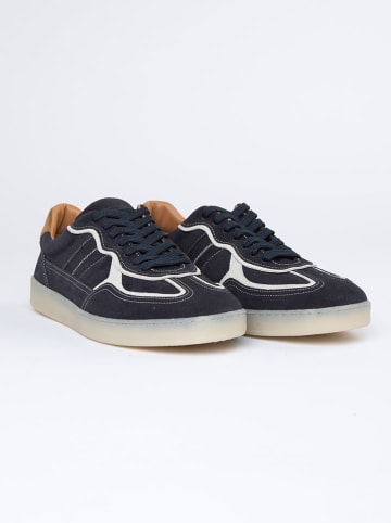 Leder-Sneakers in Dunkelblau
