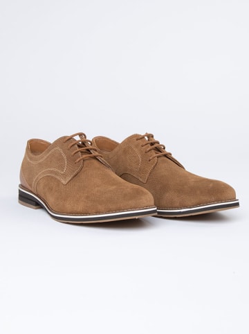 Leder-Schnürschuhe in Hellbraun