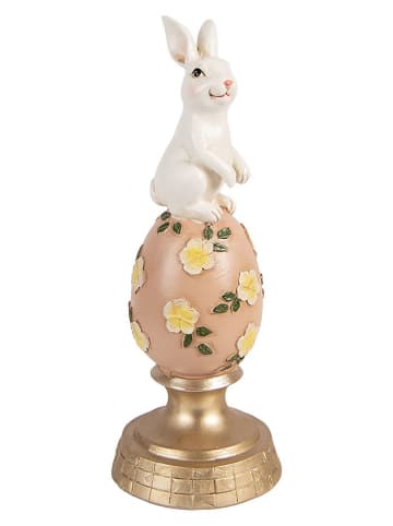 Figurka dekoracyjna w kolorze złoto-jasnoróżowo-białym - wys. 26 x Ø 10 cm