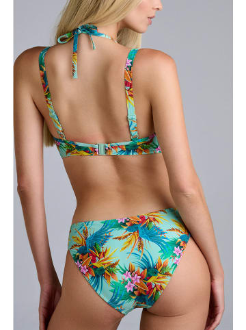 Biustonosz bikini w kolorze błękitnym ze wzorem