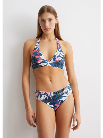 Bikini-Oberteil in Dunkelblau/ Weiß/ Pink