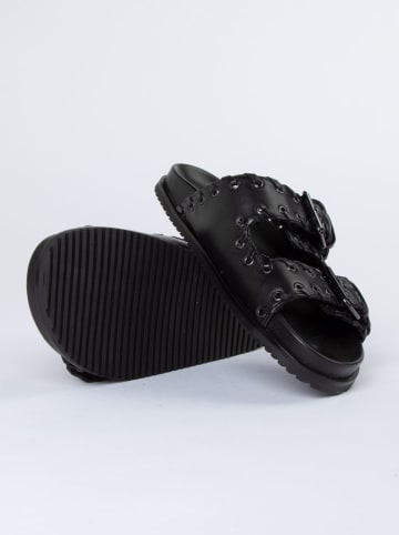Leder-Pantoletten in Schwarz